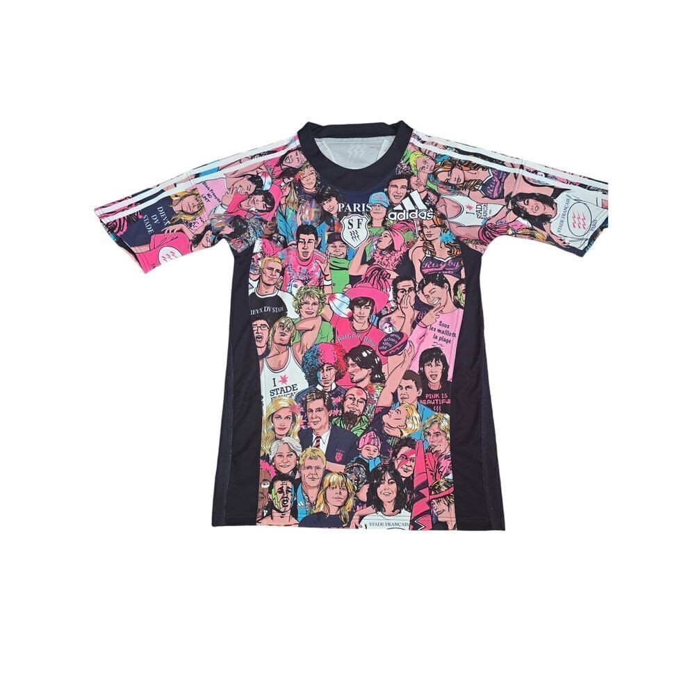 Adidas Stade Français Rugby Jersey Graphic Comic Shirt Size S Rare VTG 2010-11
